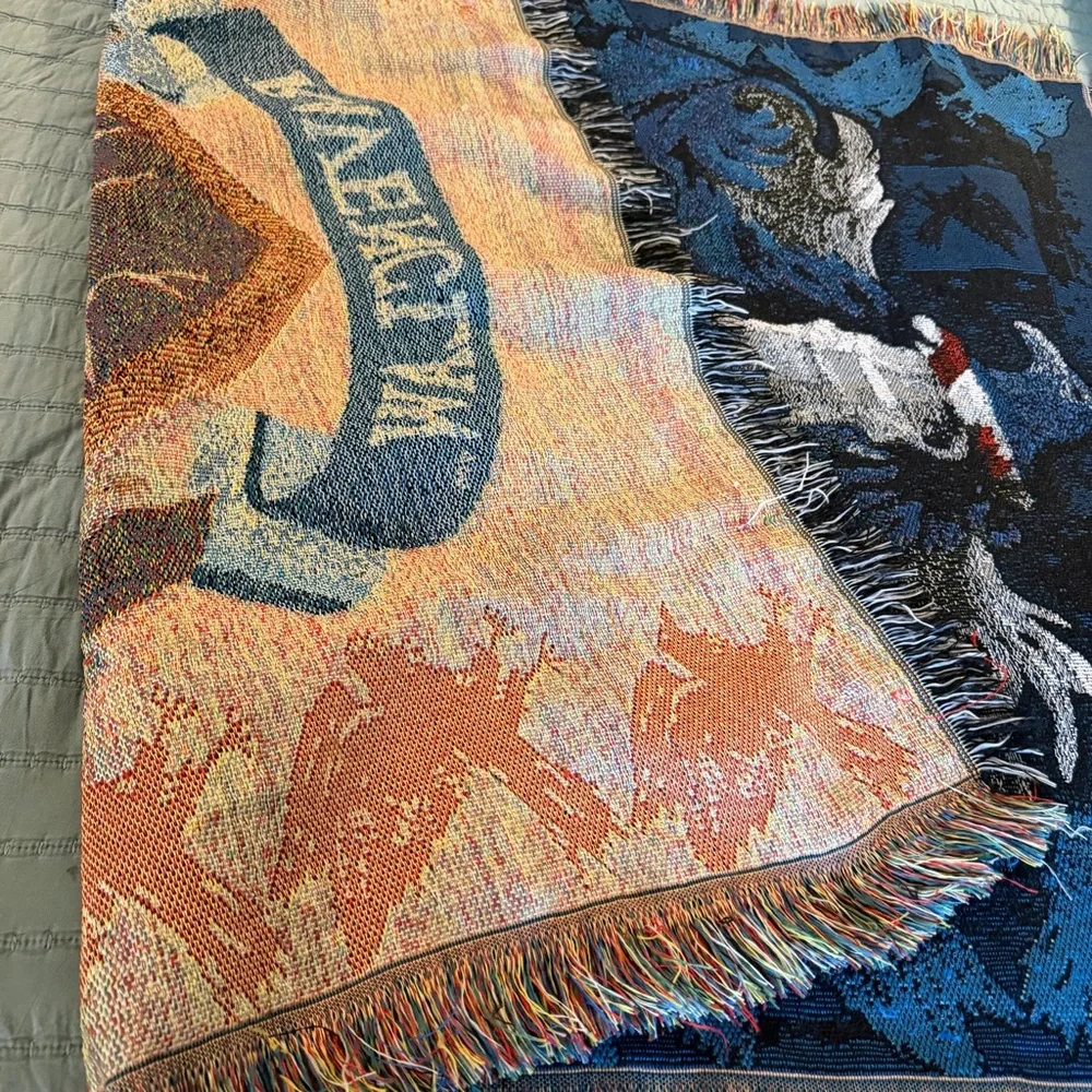 Harry‎ Potter Ravenclaw Woven Tapestry Throw Blanket House Crest Fringed Blue